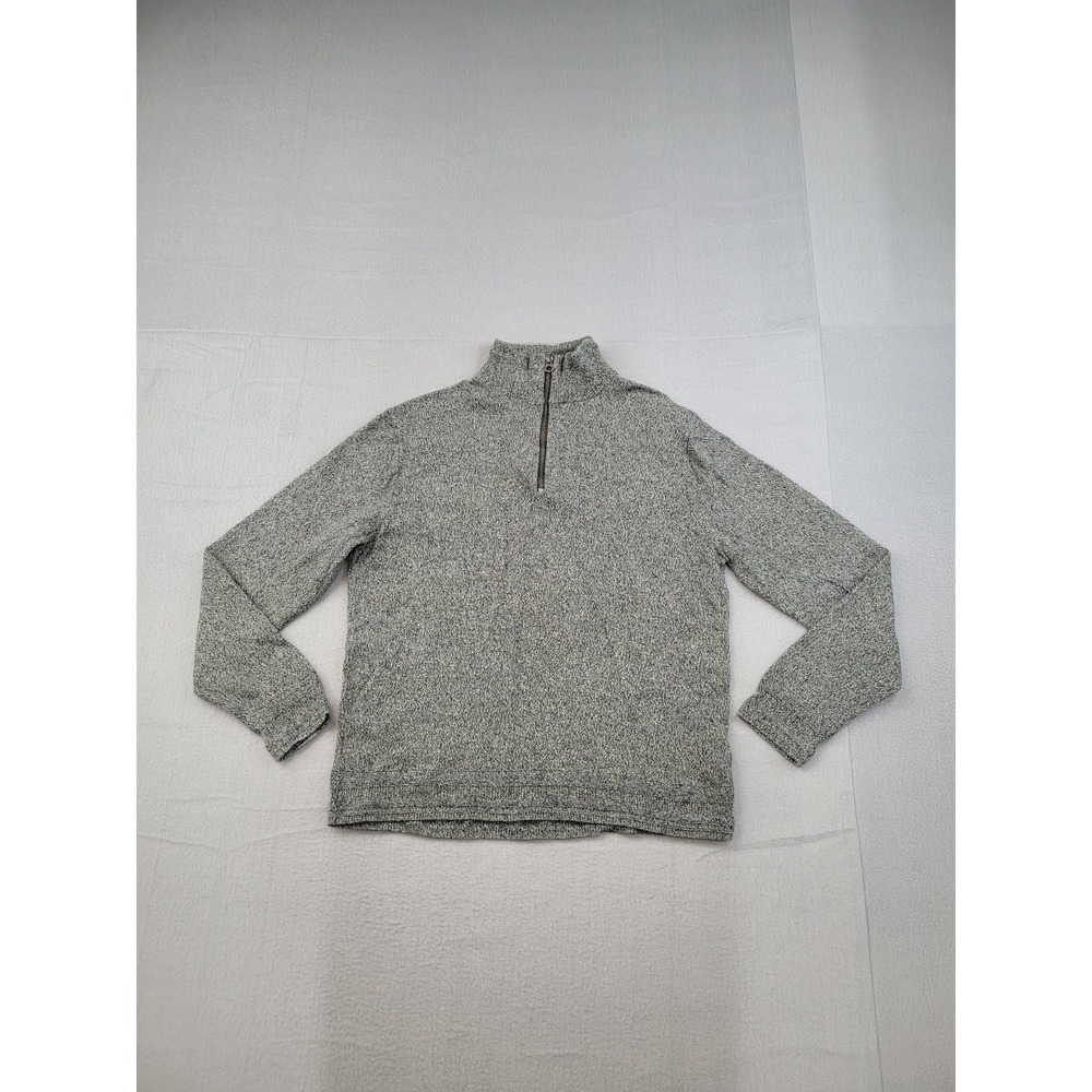 J Crew Men Sweater M Gray 1/4 Zip Pullover Knit Wool‎ Blend Long Sleeve Casual
